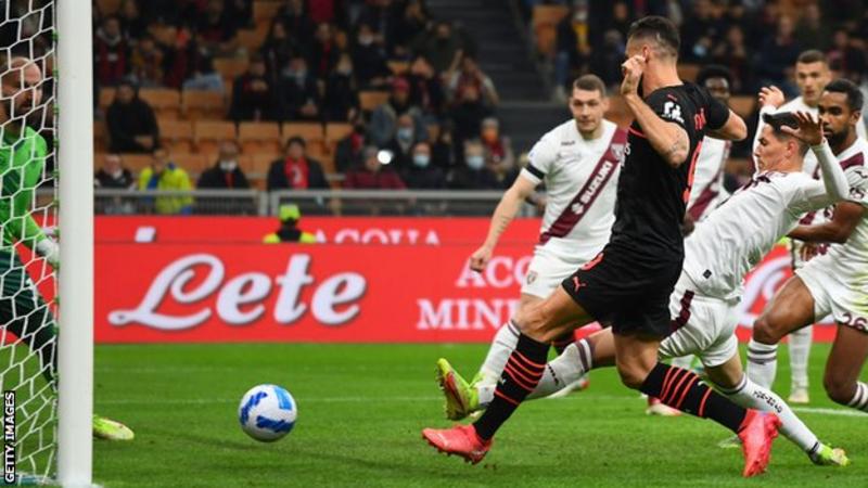 AC Milan ขึ้นจ่าฝูง Olivier Giroud ยิงชนะโตริโน่ มิลานขึ้นนำ เป็นจ่าฝูงเซเรียอา